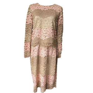 Antonio Melani Woman Lace Knit Set SZ10 Top Skirt Color: Natural / Pink